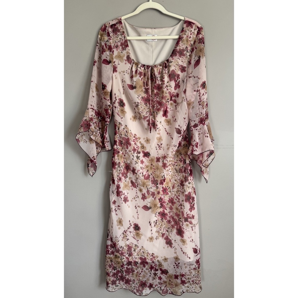 Vintage Studio Y 90s Y2K Soft Pink Floral Flutter Sleeve Fairy Dress Whimsy Sm/M
